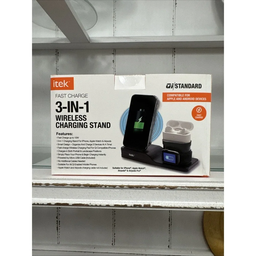 NEW 3-in-1 Wireless Charging Stand, ITEK Works With Apple, Android Devices